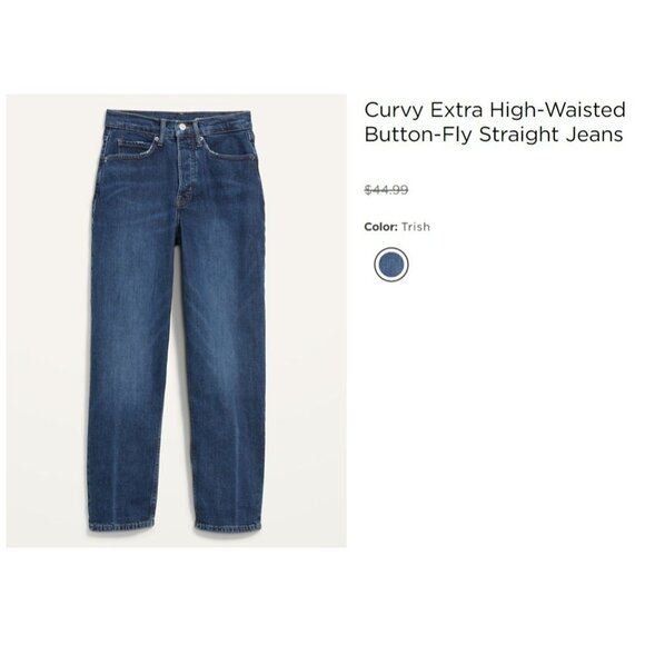 Old Navy Curvy Sky Hi Straight Jeans Size 4 Button Fly Extra High Rise Trish - Picture 10 of 11